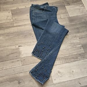 Chico's Blue Ankle Jeans with Embellishments